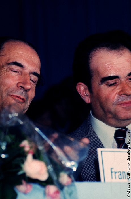 François Mitterand et Georges Marchais, meeting union de la gauche le 25 avril 1974