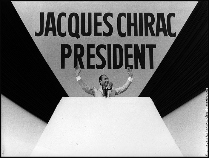 Meeting électoral de Jacques Chirac au Parc des Princes le 11 avril 1981